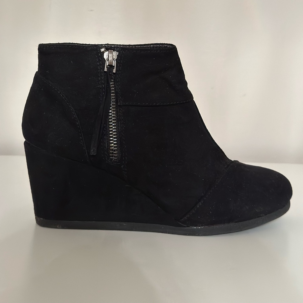 Suede wedge booties